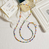 Multi Color Seed Bead Stacked Long Necklace