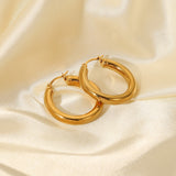 Minimalist Gold Hoop Earrings Stainless Steel