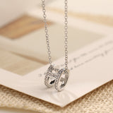 H Pendant with Rhinestones Necklace Stainless Steel