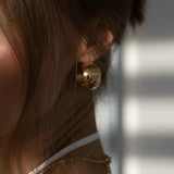 Gold Dome Hoop Earrings Stainless Steel