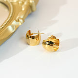 Gold Dome Hoop Earrings Stainless Steel