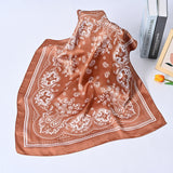 Silky Satin Fashion Cashew Flower Print Bandana Scarf for Women, 70*70cm