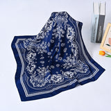 Silky Satin Fashion Cashew Flower Print Bandana Scarf for Women, 70*70cm