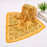 Silky Satin Fashion Cashew Flower Print Bandana Scarf for Women, 70*70cm