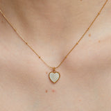 Heart Shaped Mother of Pearl Collarbone Chain Necklace Stainless Steel