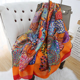 Mandalas Multicolored Graphic Print Silky Satin Summer Scarf Wrap for Women