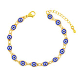 Colorful Enameled Evil Eye Chain Bracelet