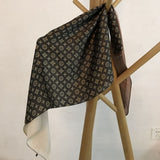 Vintage Designer Four Leaf Clover Brown Bandana Scarf for Women, 70*70cm