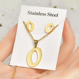 Titanium Steel Jewelry Set, Stainless Steel Pendant, Earrings,Non-Fading Small Accessories, 26 Letters