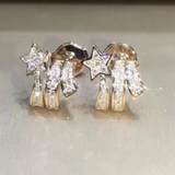 Dainty Star Stud Earrings with Sparkly Zirconia Stones 18K Gold Plated