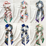 Elegant Printed Silk Skinny Scarf for Women