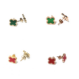 18K Gold Plated Four-Leaf Clover Stud Earrings Stainless Steel