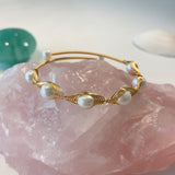 Fresh Water Pearl Bangle White(Bracelet), Stud, Dangly Earrings  #B-020