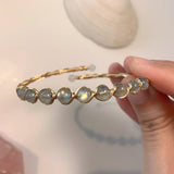 Labradorite Beaded Gold Filled Wire Wrapped Bracelet 6mm