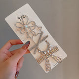 Rhinestone and Pearl Alloy Hair Pins 6 Pcs Set