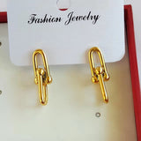 T Horseshoe Buckle Earrings Stainless Steel