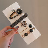 Pearls and Acrylic Resin Hair Clips Set (5pcs) for Women