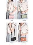 Cellphone Wallet Double Zipper Purse with Pearl Buckle for Women