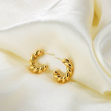 18k Gold Plated Twisted Spiral Gold Earrings Stainless Steel