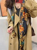 Flower Tree Print Silky Satin Summer Scarf Wrap for Women