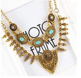 Boho Necklace with Turquoise Gemstone Gold #B-005